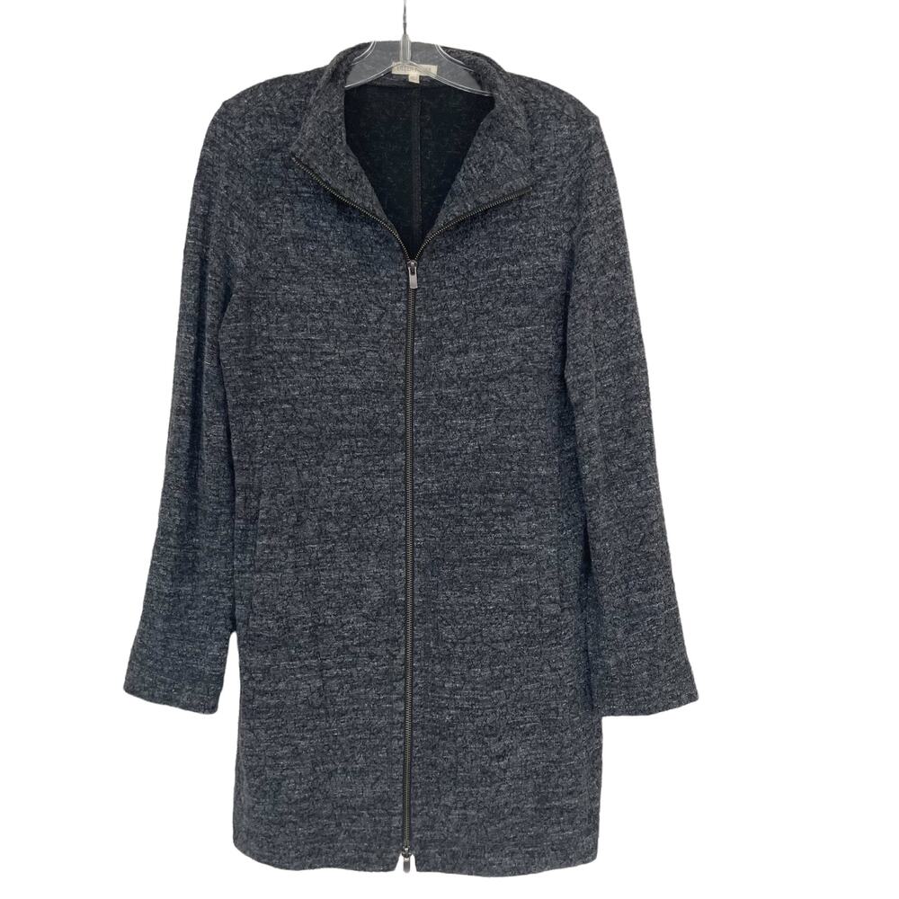 Eileen Fisher Heathered Gray Full Zip Cardigan Sz S